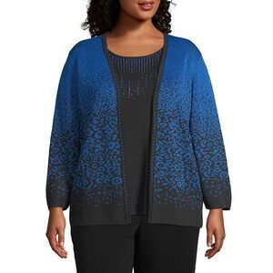 Alfred Dunner Women's Classic Embellished 2 in 1 Sweater - Cobalt - 2X (20W-22W)